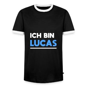 Lucas Name Spruch für stolze Lucas - Männer Kontrast-T-Shirt - Schwarz/Weiß - Vorne - AI Model Female 172 light (172cm) & AI Model Male 178 light (178cm)