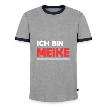 Meike Name Spruch für stolze Meikes - Männer Kontrast-T-Shirt - Grau/Navy  - Vorne - AI Model Female 172 light (172cm) & AI Model Male 178 light (178cm)