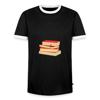 Livre Livres Bibliothèque Lecture Littérature Lire Livres - T-shirt contrasté Homme - noir/blanc - Devant - AI Model Female 172 light (172cm) & AI Model Male 178 light (178cm)