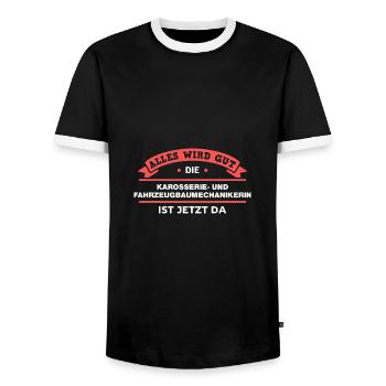 Fahrzeugbaumechanikerin Design für Handwerker - Männer Kontrast-T-Shirt - Schwarz/Weiß - Vorne - AI Model Female 172 light (172cm) & AI Model Male 178 light (178cm)
