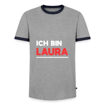 Laura Name Spruch für stolze Lauras - Männer Kontrast-T-Shirt - Grau/Navy  - Vorne - AI Model Female 172 light (172cm) & AI Model Male 178 light (178cm)