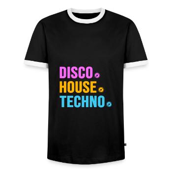 Disco House Techno ballern hard Bass Rave - Männer Kontrast-T-Shirt - Schwarz/Weiß - Vorne - AI Model Female 172 light (172cm) & AI Model Male 178 light (178cm)