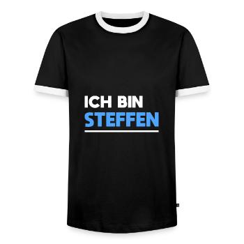Steffen Name Spruch für stolze Steffens - Männer Kontrast-T-Shirt - Schwarz/Weiß - Vorne - AI Model Female 172 light (172cm) & AI Model Male 178 light (178cm)