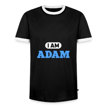Adam Name Spruch für stolze Adams - Männer Kontrast-T-Shirt - Schwarz/Weiß - Vorne - AI Model Female 172 light (172cm) & AI Model Male 178 light (178cm)