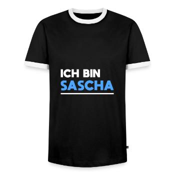 Sascha Name Spruch für stolze Saschas - Männer Kontrast-T-Shirt - Schwarz/Weiß - Vorne - AI Model Female 172 light (172cm) & AI Model Male 178 light (178cm)