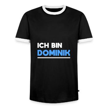 Dominik Name Spruch für stolze Dominiks - Männer Kontrast-T-Shirt - Schwarz/Weiß - Vorne - AI Model Female 172 light (172cm) & AI Model Male 178 light (178cm)