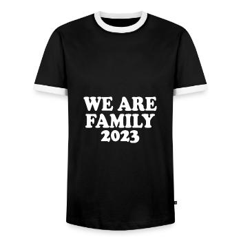 We are family 2023 - T-shirt contrasté Homme - noir/blanc - Devant - AI Model Female 172 light (172cm) & AI Model Male 178 light (178cm)