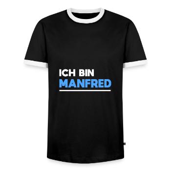 Manfred Name Spruch für stolze Manfreds - Männer Kontrast-T-Shirt - Schwarz/Weiß - Vorne - AI Model Female 172 light (172cm) & AI Model Male 178 light (178cm)