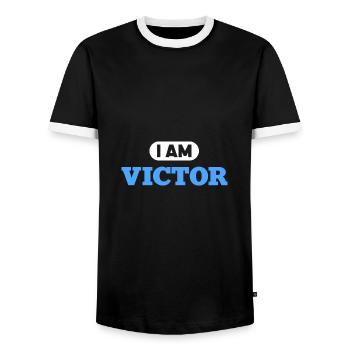 Victor Name Spruch für stolze Sieger - Männer Kontrast-T-Shirt - Schwarz/Weiß - Vorne - AI Model Female 172 light (172cm) & AI Model Male 178 light (178cm)