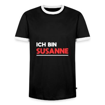 Susanne Name Spruch für stolze Susannes - Männer Kontrast-T-Shirt - Schwarz/Weiß - Vorne - AI Model Female 172 light (172cm) & AI Model Male 178 light (178cm)