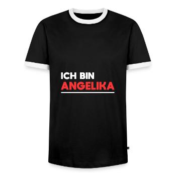 Angelika Name Spruch für stolze Angelikas - Männer Kontrast-T-Shirt - Schwarz/Weiß - Vorne - AI Model Female 172 light (172cm) & AI Model Male 178 light (178cm)