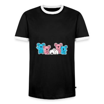 Conception de koala trans flag pour les personnes trans - T-shirt contrasté Homme - noir/blanc - Devant - AI Model Female 172 light (172cm) & AI Model Male 178 light (178cm)