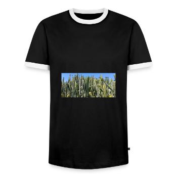 Kanarischer Kaktus - Männer Kontrast-T-Shirt - Schwarz/Weiß - Vorne - AI Model Female 172 light (172cm) & AI Model Male 178 light (178cm)