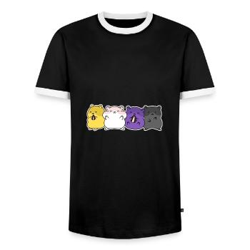 Nichtbinäres Flaggen-Hamster-Design für Enbys - Männer Kontrast-T-Shirt - Schwarz/Weiß - Vorne - AI Model Female 172 light (172cm) & AI Model Male 178 light (178cm)