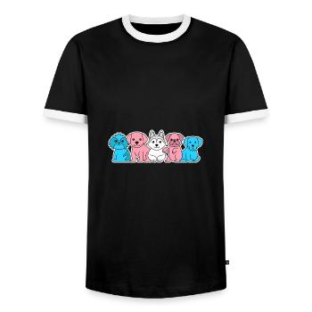 Conception de chien de drapeau trans pour les personnes trans fières - T-shirt contrasté Homme - noir/blanc - Devant - AI Model Female 172 light (172cm) & AI Model Male 178 light (178cm)