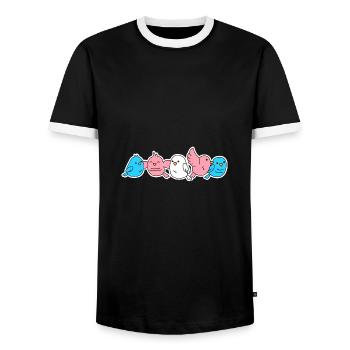 Conception d’oiseau de drapeau trans pour les personnes trans - T-shirt contrasté Homme - noir/blanc - Devant - AI Model Female 172 light (172cm) & AI Model Male 178 light (178cm)