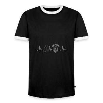 Karte Heartbeat Design für Schwarzwald-Fans - Männer Kontrast-T-Shirt - Schwarz/Weiß - Vorne - AI Model Female 172 light (172cm) & AI Model Male 178 light (178cm)