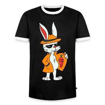 Lapin Rongeur Carotte Carottes Faim Vitamines Collation - T-shirt contrasté Homme - noir/blanc - Devant - AI Model Female 172 light (172cm) & AI Model Male 178 light (178cm)