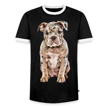 OLD ENGLISH BULLDOG Dog Dogs Bulldog - Men's Ringer Shirt - black/white - Front - AI Model Female 172 light (172cm) & AI Model Male 178 light (178cm)