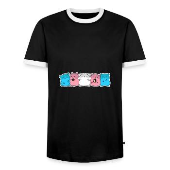 Trans flag hamster design for trans people - Men's Ringer Shirt - black/white - Front - AI Model Female 172 light (172cm) & AI Model Male 178 light (178cm)