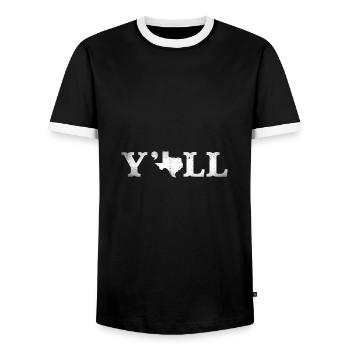 Y'all Texas Map Design für stolze Texaner - Männer Kontrast-T-Shirt - Schwarz/Weiß - Vorne - AI Model Female 172 light (172cm) & AI Model Male 178 light (178cm)