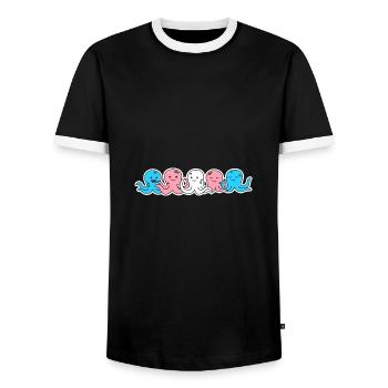 Conception de pieuvre Trans Flag pour les personnes trans - T-shirt contrasté Homme - noir/blanc - Devant - AI Model Female 172 light (172cm) & AI Model Male 178 light (178cm)