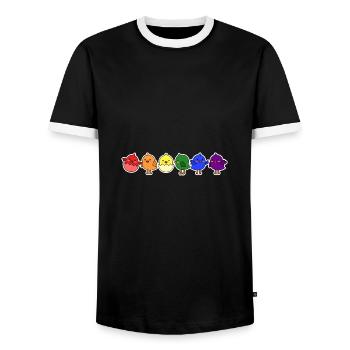 Conception de poussin drapeau LGBT + pour les personnes LGBT + - T-shirt contrasté Homme - noir/blanc - Devant - AI Model Female 172 light (172cm) & AI Model Male 178 light (178cm)