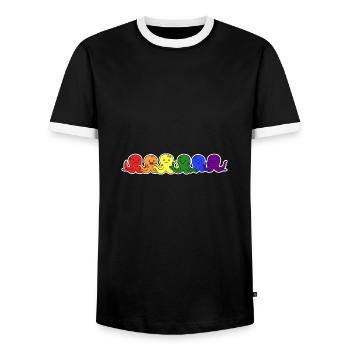 LGBT+ Flagge Octopus Design für LGBT+ Menschen - Männer Kontrast-T-Shirt - Schwarz/Weiß - Vorne - AI Model Female 172 light (172cm) & AI Model Male 178 light (178cm)