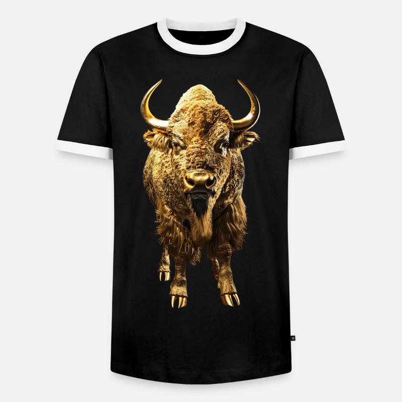Bison - Männer Kontrast-T-Shirt - Schwarz/Weiß