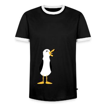 Seagull / Seagull (3c) - Men's Ringer Shirt - black/white - Front - AI Model Female 172 light (172cm) & AI Model Male 178 light (178cm)