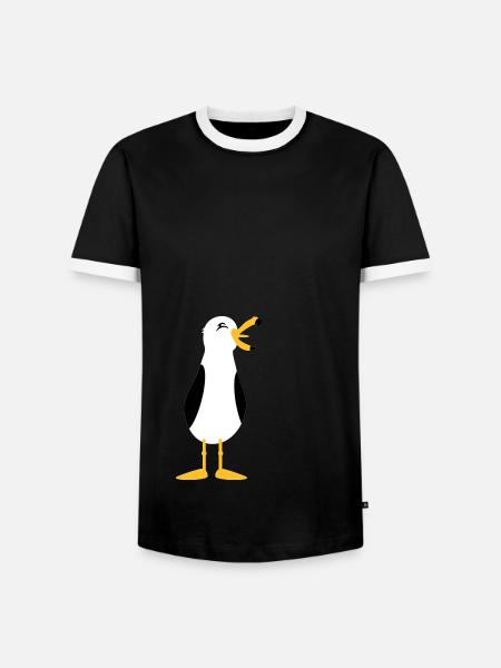 Möwe / seagull (3c) - Männer Kontrast-T-Shirt - Schwarz/Weiß