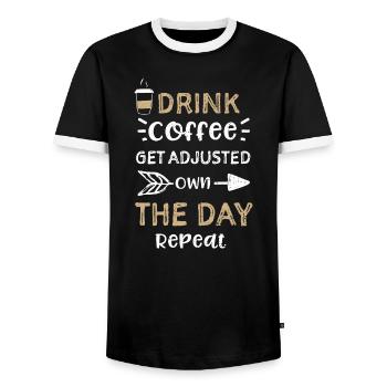 Drink Coffee Get Adjusted Own Th... - Männer Kontrast-T-Shirt - Schwarz/Weiß - Vorne - AI Model Female 172 light (172cm) & AI Model Male 178 light (178cm)