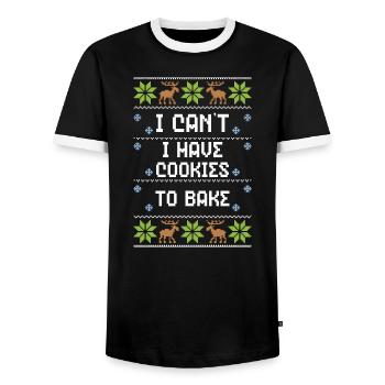 I Can't I Have Cookies To Bake - Men's Ringer Shirt - black/white - Front - AI Model Female 172 light (172cm) & AI Model Male 178 light (178cm)