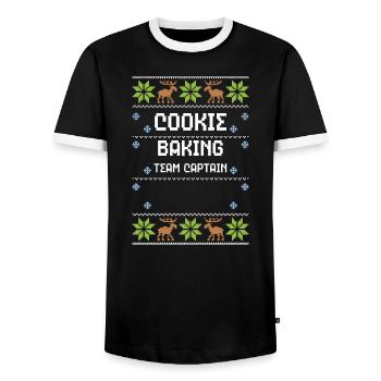 Cookie Baking Team Captain - Men's Ringer Shirt - black/white - Front - AI Model Female 172 light (172cm) & AI Model Male 178 light (178cm)