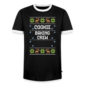 Cookie Baking Crew - Men's Ringer Shirt - black/white - Front - AI Model Female 172 light (172cm) & AI Model Male 178 light (178cm)