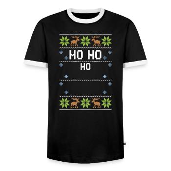 Ho Ho Ho - Ugly Christmas - Männer Kontrast-T-Shirt - Schwarz/Weiß - Vorne - AI Model Female 172 light (172cm) & AI Model Male 178 light (178cm)