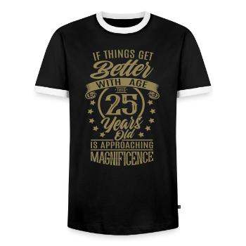 Birthday 25 years Better with age - Men's Ringer Shirt - black/white - Front - AI Model Female 172 light (172cm) & AI Model Male 178 light (178cm)