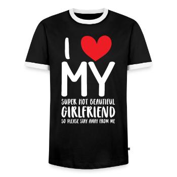 Ich Liebe Meine Freundin Paare Freund Geschenkidee - Männer Kontrast-T-Shirt - Schwarz/Weiß - Vorne - AI Model Female 172 light (172cm) & AI Model Male 178 light (178cm)