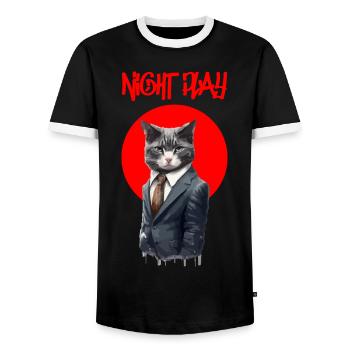 Nächtliches Spiel - Männer Kontrast-T-Shirt - Schwarz/Weiß - Vorne - AI Model Female 172 light (172cm) & AI Model Male 178 light (178cm)