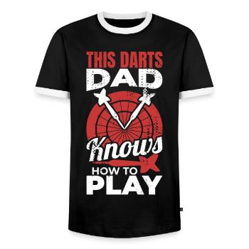 Dieser Darter Vater weiß wie man spielt - Männer Kontrast-T-Shirt - Schwarz/Weiß - Vorne - AI Model Female 172 light (172cm) & AI Model Male 178 light (178cm)