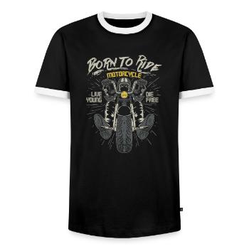 Born to Ride - Motorrad Biker - Männer Kontrast-T-Shirt - Schwarz/Weiß - Vorne - AI Model Female 172 light (172cm) & AI Model Male 178 light (178cm)