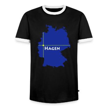 hagen - Männer Kontrast-T-Shirt - Schwarz/Weiß - Vorne - AI Model Female 172 light (172cm) & AI Model Male 178 light (178cm)