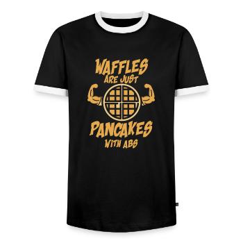 Gaufres abs crêpes muscles cadeau - T-shirt contrasté Homme - noir/blanc - Devant - AI Model Female 172 light (172cm) & AI Model Male 178 light (178cm)