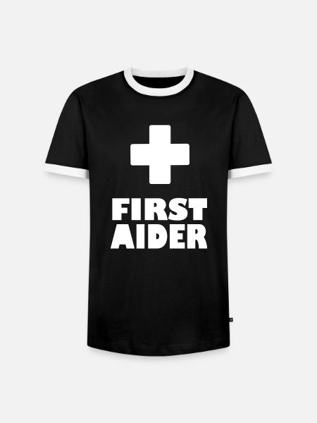 first aider - Men's Ringer Shirt - black/white