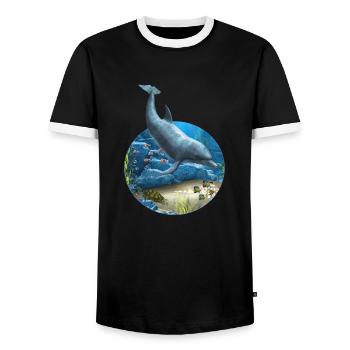 The World Of The Dolphin - Männer Kontrast-T-Shirt - Schwarz/Weiß - Vorne - AI Model Female 172 light (172cm) & AI Model Male 178 light (178cm)