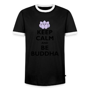 be buddha - Männer Kontrast-T-Shirt - Schwarz/Weiß - Vorne - AI Model Female 172 light (172cm) & AI Model Male 178 light (178cm)