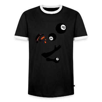 Jongleur Ball Billard 8 - Männer Kontrast-T-Shirt - Schwarz/Weiß - Vorne - AI Model Female 172 light (172cm) & AI Model Male 178 light (178cm)