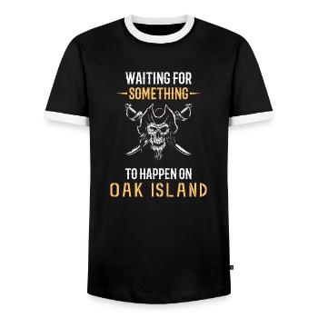 OAK ISLAND / TREASURE HUNTING: Oak Island - Men's Ringer Shirt - black/white - Front - AI Model Female 172 light (172cm) & AI Model Male 178 light (178cm)