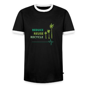 Écologique : Reduce, Reuse, Recycle. - T-shirt contrasté Homme - noir/blanc - Devant - AI Model Female 172 light (172cm) & AI Model Male 178 light (178cm)