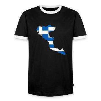 Corfu - Men's Ringer Shirt - black/white - Front - AI Model Female 172 light (172cm) & AI Model Male 178 light (178cm)